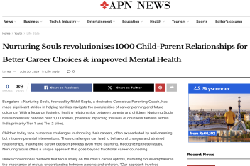 Nurturing Souls revolutionises 1000 Child-Parent Relationships for Better Career Choices and improved Mental Health